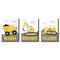Big Dot of Happiness Dig It - Construction Party Zone - Kids Bathroom Rules Wall Art - 7.5 x 10 inches - Set of 3 Signs - Wash, Brush, Flush